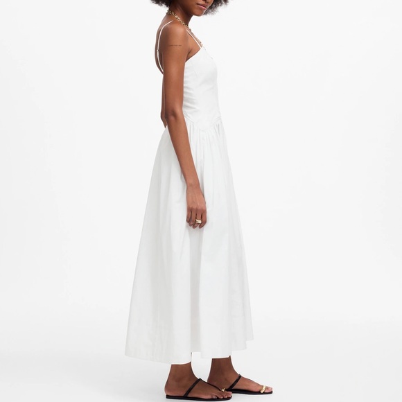 Madewell Seamed Poplin Maxi Dress Sundress 100% Cotton White $158 NWT‎ Size 12 - Picture 2 of 12